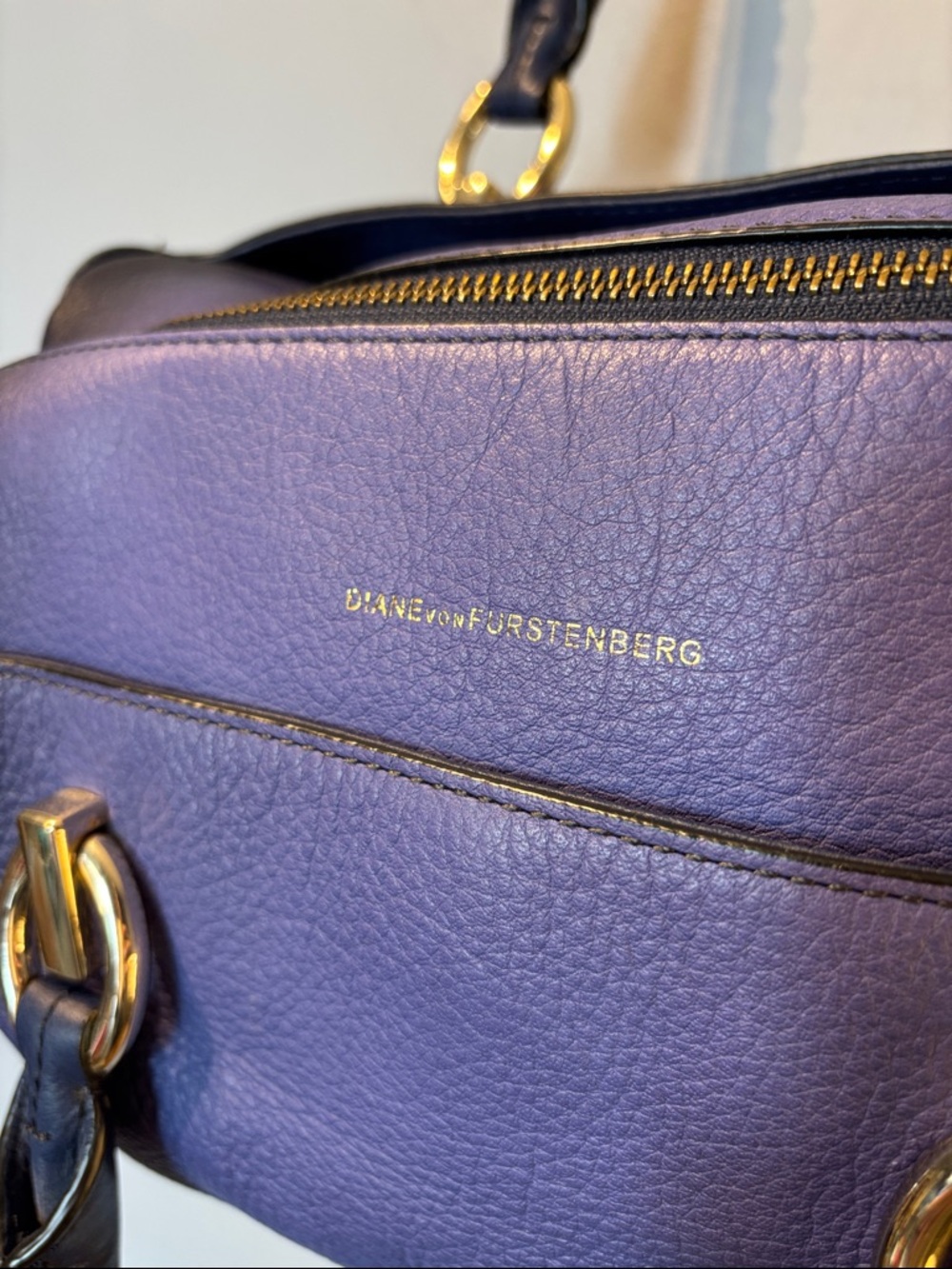 Diane Von Furstenberg Blue Gradient Ombre Leather Bag with Gold Hardware - Picture 6 of 15